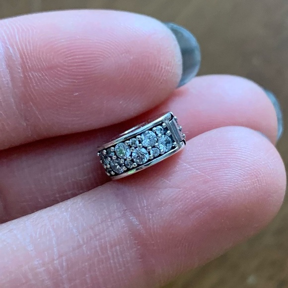 Authentic Pandora CZ Bling Sparkling Charm Safety Clip Stopper Spacer - Picture 2 of 7